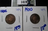 1884 & 1900 Indian Head Cents