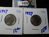 1927 & 1937 Buffalo Nickels