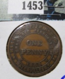 Masonic One Penny Token From The Warren Chapter Of Waterville, New York