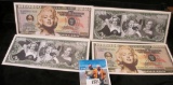(4) Marilyn Monroe One Million Dollar Commemorative Banknotes.