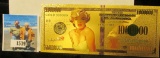 One Million Dollar Marilyn Monroe Gold note in mint condition.