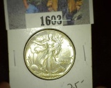 1945 P Silver Walking Liberty Half Dollar, nice High Grade.