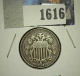 1866 with Rays U.S. Shield Nickel, questionable piece, sold as is!