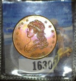 1823 Uniface Medal Strike with capped Bust design in copper.