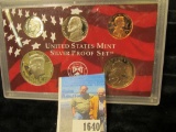 2002 S Proof Cent, Nickel, Silver Dime, Silver Half-Dollar, & SilverDollar Proofs, all stored in a U