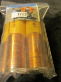(5) 1968 P Solid date Gem BU Rolls of Lincoln Cents in plastic tubes.