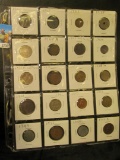 (20) Foreign Coins dating back to 1821 and including Silver. All stored in a plastic page.