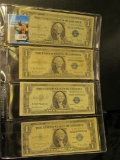 (1) Series 1935 D & (3) Series 1935 E One Dollar Silver Certificates stored in a four-pocket plastic