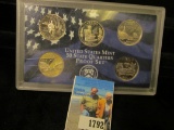 2003 S Five-piece Statehood Quarters Proof Set, case has numerous scratches but coins look fine.