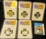 2010 S Five-piece Silver Proof National Parks Quarters, all NGC slabbed PF69 Ultra Cameo.