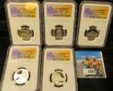 2010 S Five-piece Silver Proof National Parks Quarters, all NGC slabbed PF70 Ultra Cameo.