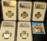 2011 S Five-piece Silver Proof National Parks Quarters, all NGC slabbed PF70 Ultra Cameo.