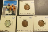 1943-D Steel Penny Double Die, & 3-1955 Poor Man's Double Die Wheat Cent cents