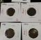 Group of 4 Indian Head Cents, 1888 G, 1891 F+, 1894 VG better date, 1895 G, group value $17+