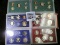 1997 S clad, 1998 S clad, 2001 S clad, & 2003 S Silver U.S. Proof Sets, original as issued.