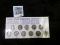 Complete set of 11 WWII Silver War Nickels, 1942-1945 PDS, in a plastic and cardstock holder