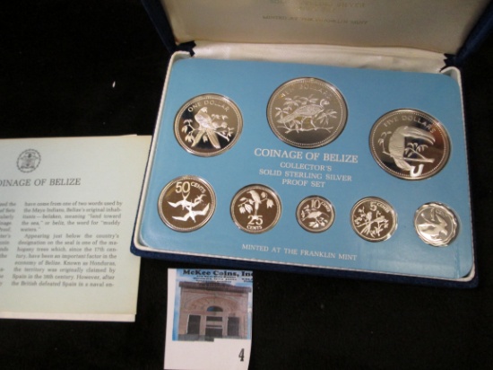 1976 Coinage of Belize, 8 coin set, Coins are Sterling Silver as issued, all Proof.