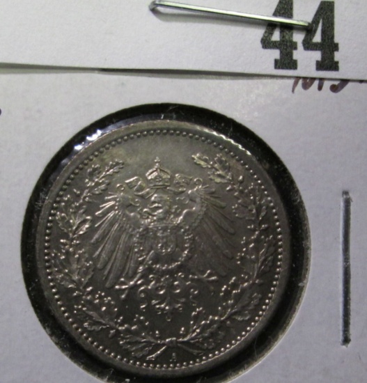 1916A German Empire Half Mark, KM17, MS65.