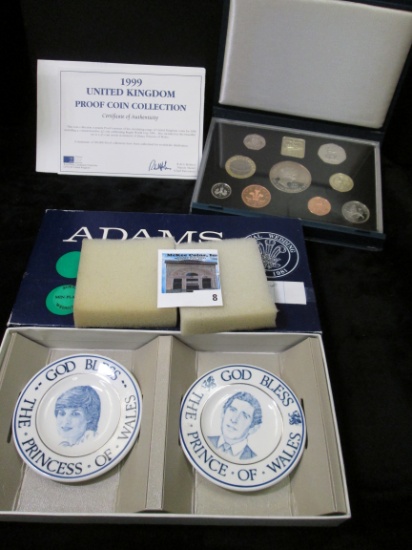 1997 United Kingdom nice-piece Set; & a two-piece Adams Royal Wedding miniature plates in original b