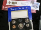 1907 & 1908 Indian Head Cents attached to a Danbury Mint brochure & 1971 S U.S. Proof Set in origina