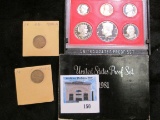 1923 S & 24 S Lincoln Cents & 1981 S U.S. Proof Set, original as issued.