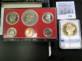 1871 CC Gold Double Eagle Replica in a slab; & 1975 S U.S. Proof Set, original as issued.
