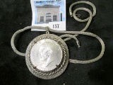 1976 D Bicentennial Eisenhower Dollar on a heavy Chain with a bezel.