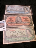 Series 1954 Canada $1Banknote; $5 Banknote; & a Series 1937 $2 Banknote.