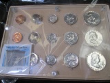 Attractive Seitz Coin holder with 1957 P, 59 P, & 60 P small Date five-piece U.S. Proof Sets.