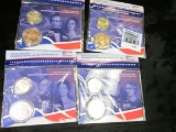 (4) different U.S. Mint Presidential $1 Coin and First Spouse Medal Set in original holders as issue