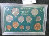 Complete Decimal Issue and the Last L.s.d. Issue Ireland  11-piece Set in a green holder.