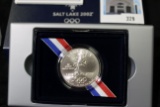 2002 Olympic Winter Games Uncirculated Silver Dollar Commemorative Coin in original box with C.O.A.