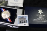 2002 Olympic Winter Games Commemorative GEM BU Silver Dollar in original box of issue with COA.