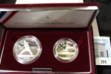1992 U.S. Olympics Coins Two-Coin Proof Set of Dollar & Half Dollar with COA in original box of issu
