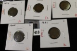 Group of 5 Indian Head Cents, 1897 G, 1898 G, 1899 G, 1900 G, 1901 G, group value $13+