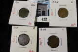 Group of 4 Indian Head Cents, 1903 XF dark, 1906 XF, 1907 XF, 1909 better date G, group value $42+