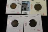 Group of 4 Indian Head Cents, 1905 XF lamination error obv, 1907 VF, 1908 F+, 1909 better date VF+,