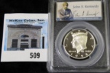 1998 S Silver Kennedy Half Dollar slabbed “PCGS PR70DCAM Silver”.