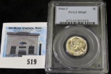 1944 P Jefferson Nickel slabbed “PCGS MS65”.