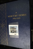 1916-45 Partial Set of Mercury Dimes in a blue Deluxe Whitman album. (66 coins).