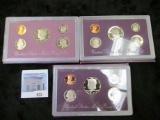 1988 S, 89 S, & 90 S U.S. Proof Sets, in original holders as issued.