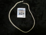 Sterling silver necklace, heavy, 3D link that resembles a herringbone, but is much more substantial,