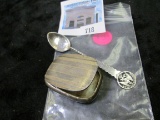 Pair of silver oddities - handmade silver spoon with a cut out 1889 Mexico 5 Centavos coin for the h