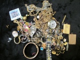 Grab bag of vintage costume / gold filled / silver plate jewelry, over 800 grams, several pieces sta