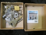 Box of vintage keys and a small brass lock