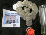 Roll of 40 1938-D Buffalo nickels, circulated