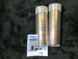 Pair of two (2) 50 count BU wheat cent rolls, 1958-P and 1958-D