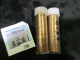 Pair of two (2) 50 count BU wheat cent rolls, 1958-P and 1958-D