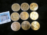 Group of 9 mixed bicentennial medals in original US mint capsules