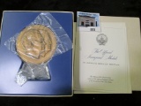 1973 Nixon/Agnew Official Inaugural Medal, 3 inch Bronze, in original packaging
